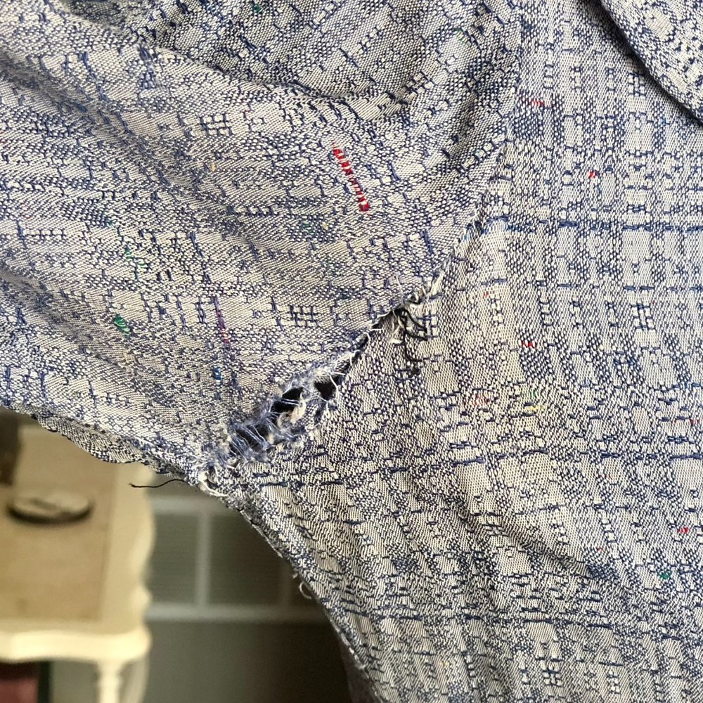 Vintage 1970s Handmade Belted Pink & Blue Pocket Dress - Picture 6 of 8